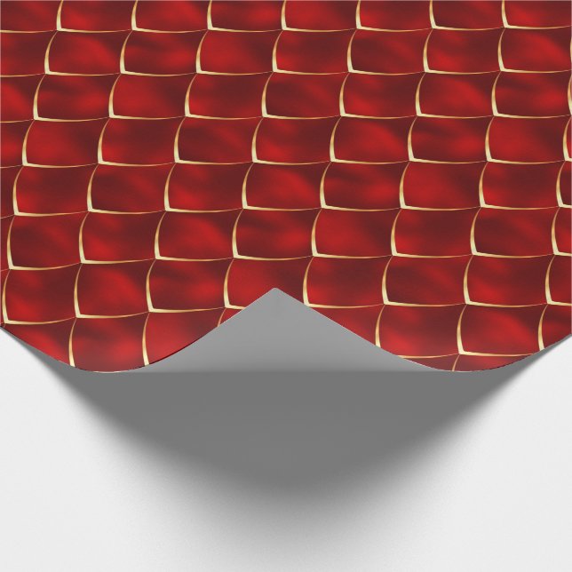 Burgundy Guld Pearl Sjöjungfru Dragon Scales Mönst Presentpapper (Hörn)