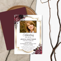 Burgundy & Guld Photo Blommigt Firande i Life