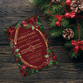 Burgundy Guld Poinsettia Ivy Corporate-jul Inbjudningar