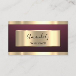Burgundy Guld Professionell Makeup Nagel Rosa Visitkort