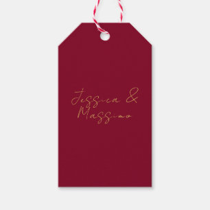 Burgundy Guld Professionell Trendig Minimalistiska Presentetikett