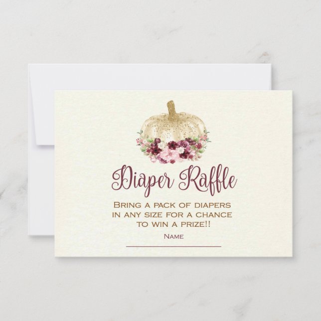 Burgundy Guld Pumpkin Boho Diaper Raffle Infoga Inbjudningar (Framsida)