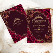 Burgundy Guld Quinceanera