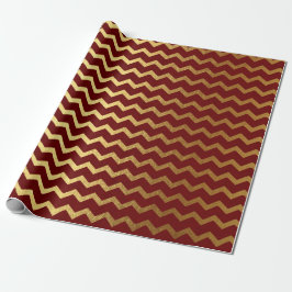 Burgundy Guld Rand Linjer Zig Zag Chevron Presentpapper