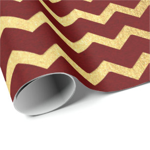 Burgundy Guld Rand Linjer Zig Zag Chevron Presentpapper