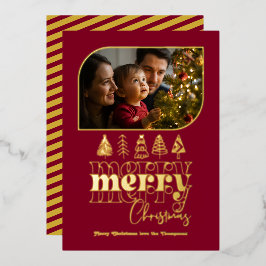 Burgundy & Guld Retro Doodle-julfoto