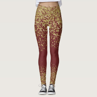 Burgundy & guld- skina damasker leggings