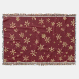 Burgundy Guld Snöflinga Jul, Mysig Högtid Filt