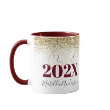 Burgundy guld studenten elegant glitter mu