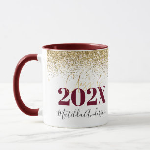 Burgundy guld studenten elegant glitter mu mugg