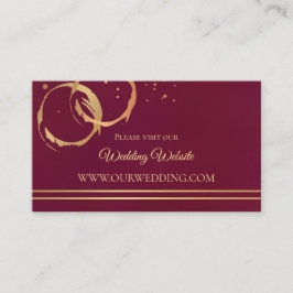 Burgundy-guld vin bröllopswebbplats Infogningskort Tilläggskort