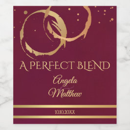 Burgundy Guld Vin Stains Bröllop Vin-etikett Vinflaska Etikett