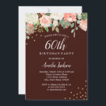 Burgundy Guld Watercolor Blommigt 60:e födelsedage Inbjudningar<br><div class="desc">Mer söt blommigt Birthday Bjud i Little Bayleigh Store!</div>