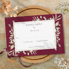 Burgundy Guld Watercolor Greenery OSA Kort