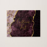 Burgundy  guldfärgad Anpassningsbar Agate Marble T Pussel<br><div class="desc">Burgundy  Rosa Watercolor & Gold Foil Watercolor Agate Gilded Geode Design,  med Modern och Script typsnitt. Textpussel för trendig och Chic Anpassningsbar! ~ Kolla min butik för att se hela bröllop-svit för den här designen!</div>
