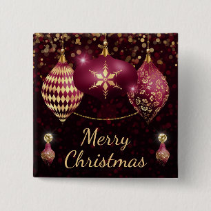 Burgundy & Guldglänsande Merry Christmas Knapp