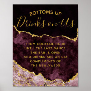 Burgundy  guldoljagate Open Pub Bord-skylt Poster