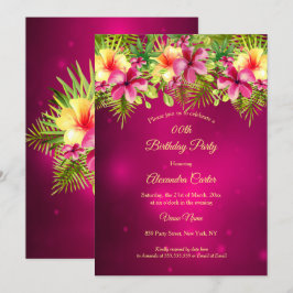 Burgundy gult Hibiscus Sommar Blommigt Party Inbjudningar