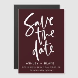 Burgundy-handskriven kalligrafi Spara datum Magnetisk Inbjudningskort