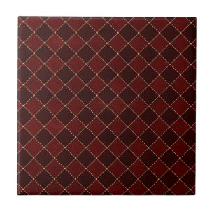 Burgundy Harlequin Rhombuss Effekt Geometriskt Kakelplatta