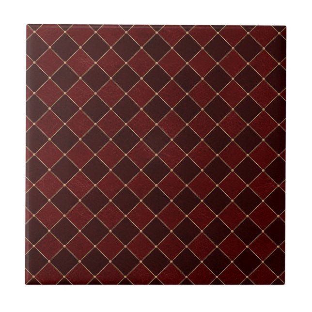 Burgundy Harlequin Rhombuss Effekt Geometriskt Kakelplatta (Framsidan)