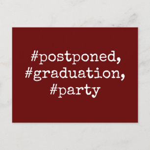 Burgundy Hashtag Postponed Studentfest Vykort