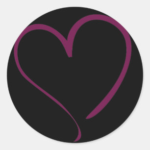 Burgundy Heart Sticker - Välj Färg! Runt Klistermärke