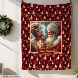 Burgundy Helgdag Blanket jul Jultomten Fleecefilt