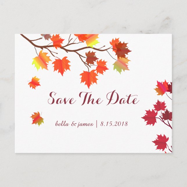Burgundy Höst Bröllop Save The Date Kort (Framsida)