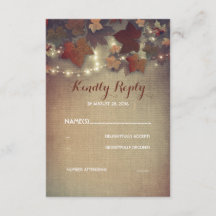 Burgundy Höst löv Rustic Bröllops OSA-kort