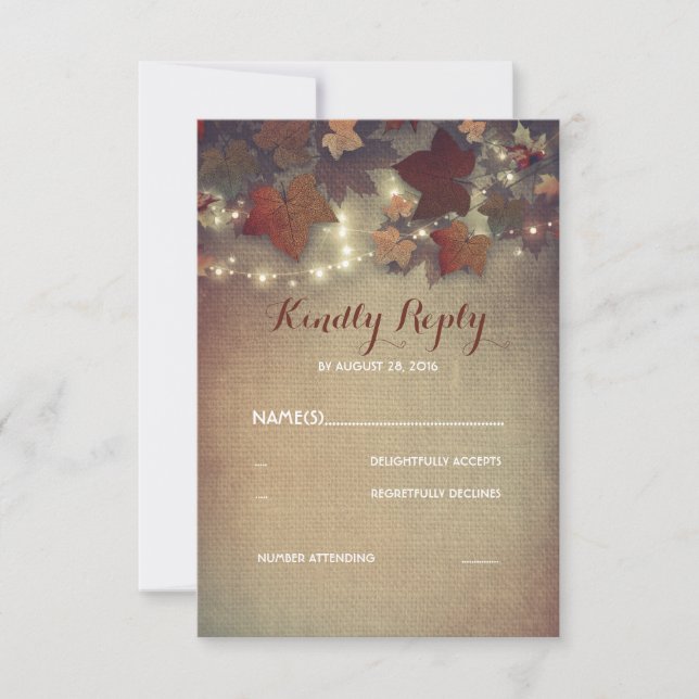 Burgundy Höst löv Rustic Bröllops OSA-kort OSA Kort (Framsida)