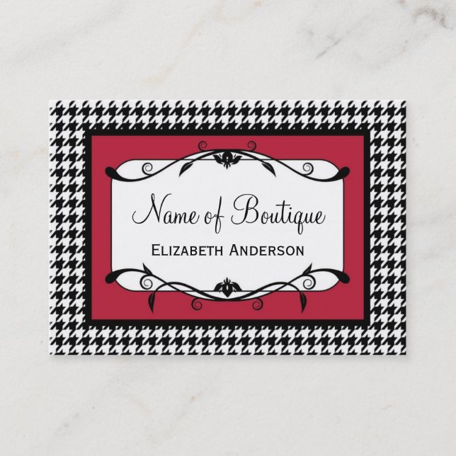 Burgundy Houndstooth Boutique Visitkort (Framsida)