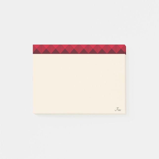 Burgundy-huvud på beige post-it block (Framsida)