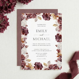 Burgundy Hydrangea Floral Wedding Invitation Inbjudningar