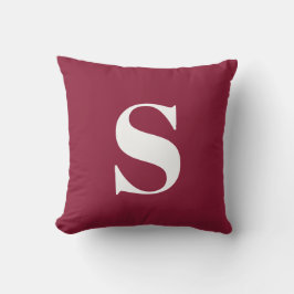 Burgundy initial monogrammed utomhusfyllning kudde
