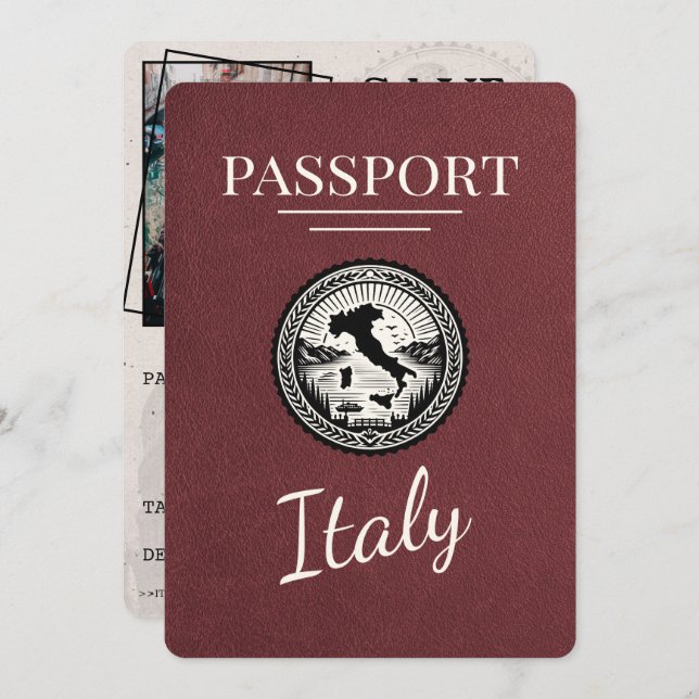 Burgundy Italien Passport Spara Datumet (Fram/baksida)