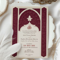 Burgundy Ivory Islamic Bröllop Ornate Arabesque