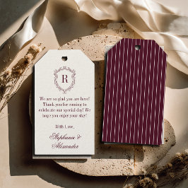 Burgundy Ivory Monogram Crest Old Money Wedding Presentetikett