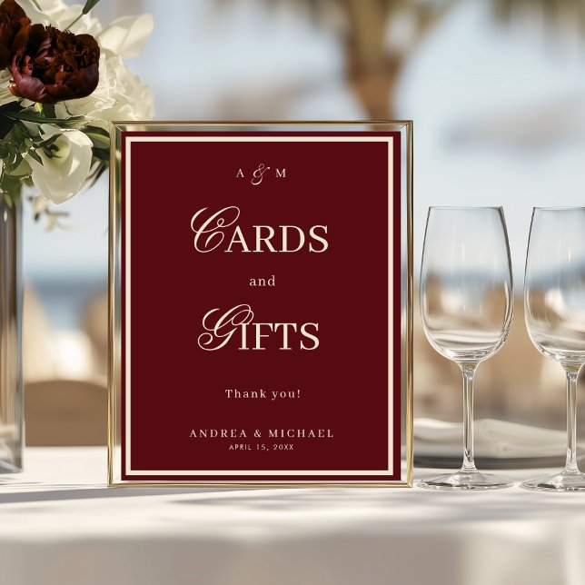 Burgundy & Ivory Old Money Cards and Gifts Sign Poster (Skapare uppladdad)