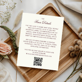 Burgundy & Ivory QR Code Wedding Guest Details Tilläggskort