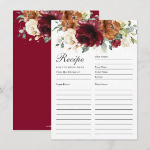 Burgundy Ivory Ro Blommigt Recept for Bride Card Tack Kort