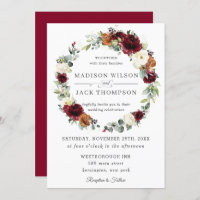 Burgundy Ivory Rust Orange Blommigt WAN Bröllop