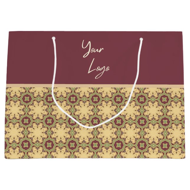 Burgundy Ivory Sage Grönt Business Logotyp Geometr (Framsidan)
