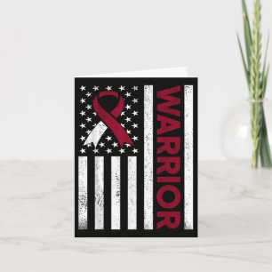 Burgundy Ivory US Flagga Ribbon for Throat Cancer  Kort