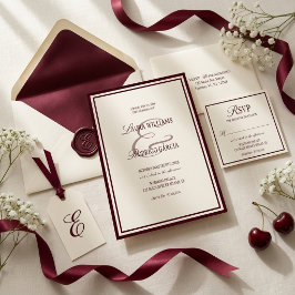 Burgundy Ivory Wedding Inbjudningar