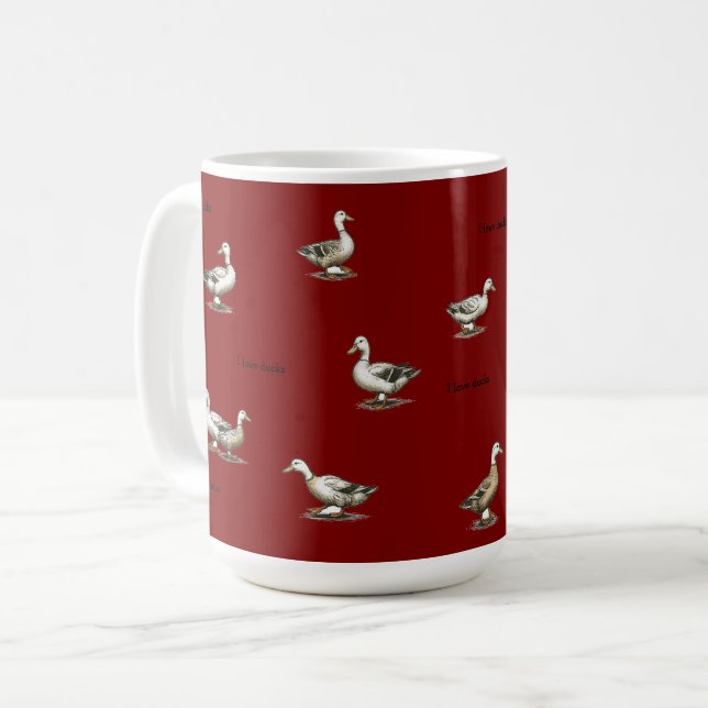 Burgundy jag älskar ankor kaffemugg (Framsida vänster)