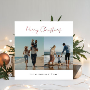 Burgundy jul Beachy Family Kids Funny Photo Julkort