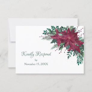 Burgundy jul Poinsettia Bröllop OSA Kort