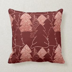 Burgundy julgran vid Finare Glitter Ro Guld Kudde