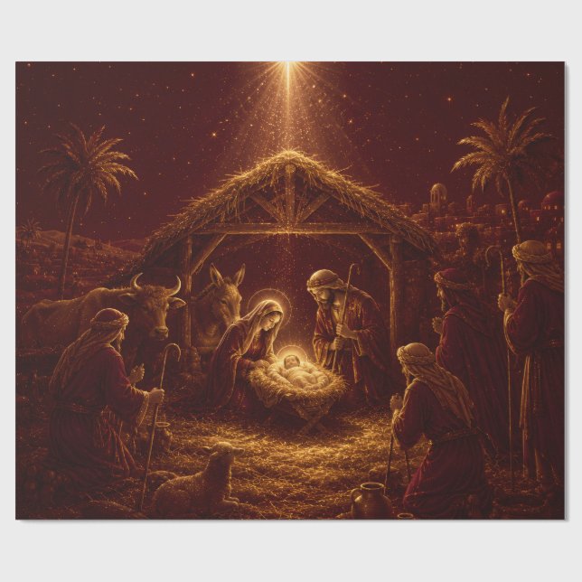 Burgundy julklappspapper presentpapper (Platt)